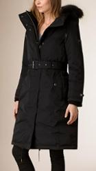 Burberry Down-filled Showerproof Parka With Fur Trim