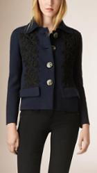 Burberry Prorsum Lace Appliqu Silk Cotton Blend Jacket