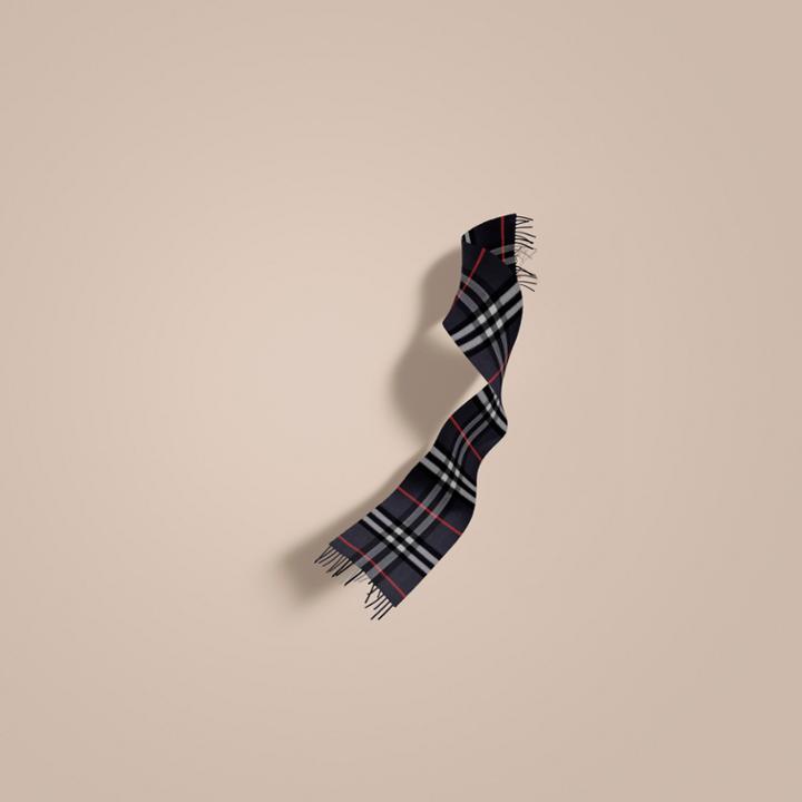 Burberry Burberry The Mini Classic Cashmere Scarf In Check, Size: Os, Blue