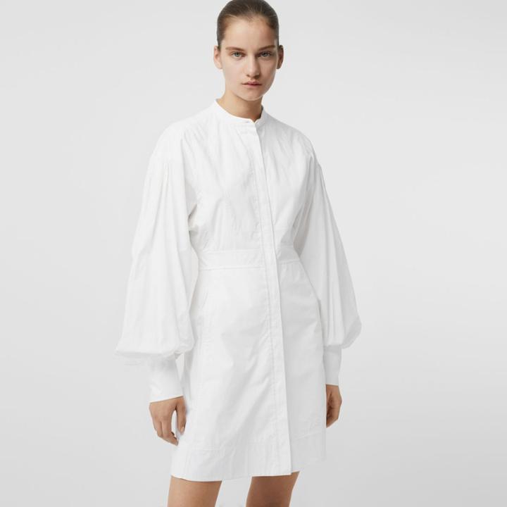 Burberry Burberry Puff-sleeve Cotton Shirt Dress, Size: 02, White