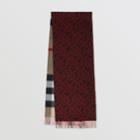 Burberry Burberry Reversible Check And Monogram Cashmere Scarf, Red