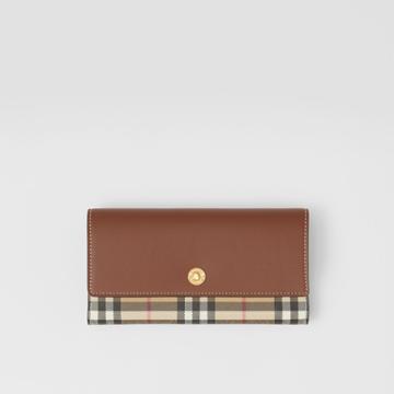 Burberry Burberry Vintage Check E-canvas And Leather Continental Wallet