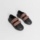 Burberry Burberry Childrens Icon Stripe Detail Leather Sneakers, Size: 27, Black
