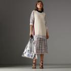 Burberry Burberry Pleated Scribble Check Silk Skirt, Size: 06