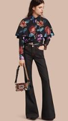 Burberry Floral Fil Coup Silk Blend Caped Shirt