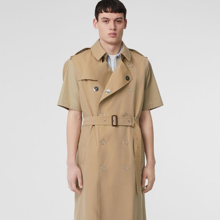 Burberry Burberry Sleeveless Cotton Gabardine Trench Coat, Size: 42, Yellow