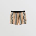 Burberry Burberry Childrens Icon Stripe Cotton Drawcord Shorts, Size: 14y, Beige