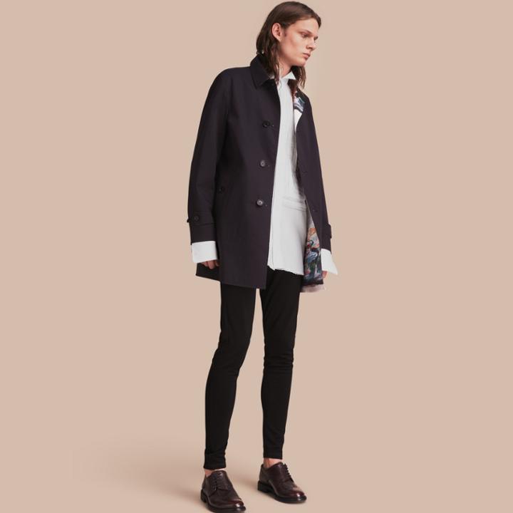 Burberry Burberry Reclining Figure: Bunched Print Reversible Car Coat, Size: 44, Blue
