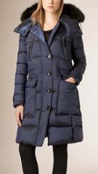 Burberry Down-filled Puffer Coat With Fox Fur Trim Hood