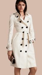 Burberry Silk Trench Coat With Topstitch Detail
