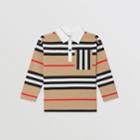 Burberry Burberry Childrens Long-sleeve Icon Stripe Cotton Top, Size: 10y, Beige