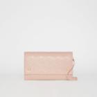 Burberry Burberry Monogram Leather Wallet With Detachable Strap, Pink