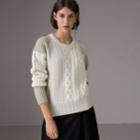 Burberry Burberry Colour Block Fair Isle And Cable Knit Wool Cashmere Sweater, White