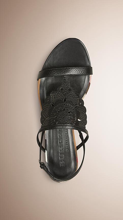 Burberry Prorsum Laser-cut Lace Leather Sandals
