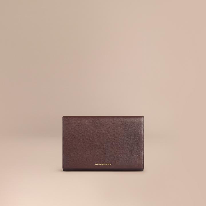 Burberry Burberry Grainy Leather Travel Wallet, Red