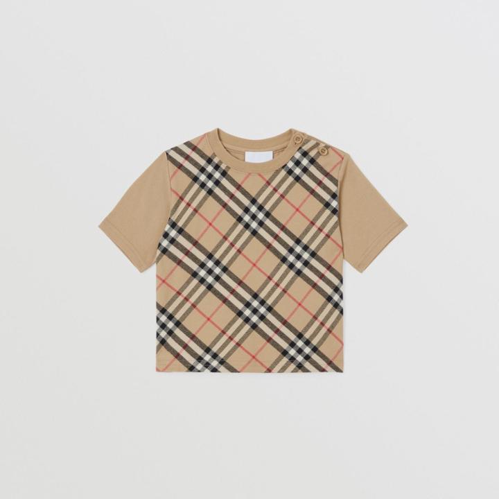 Burberry Burberry Childrens Vintage Check Panel Cotton T-shirt, Size: 12m