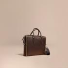 Burberry Burberry The Slim Barrow Bag In London Leather With Border Detail, Brown