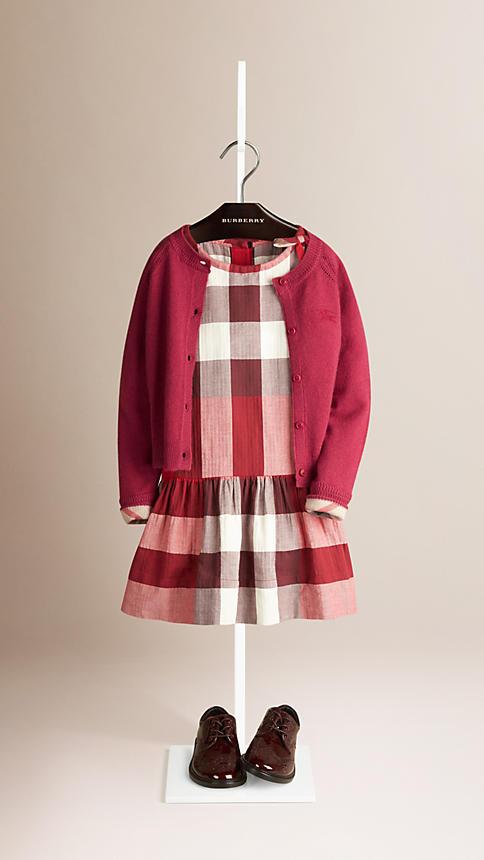 Burberry Check Cuff Cashmere Cardigan