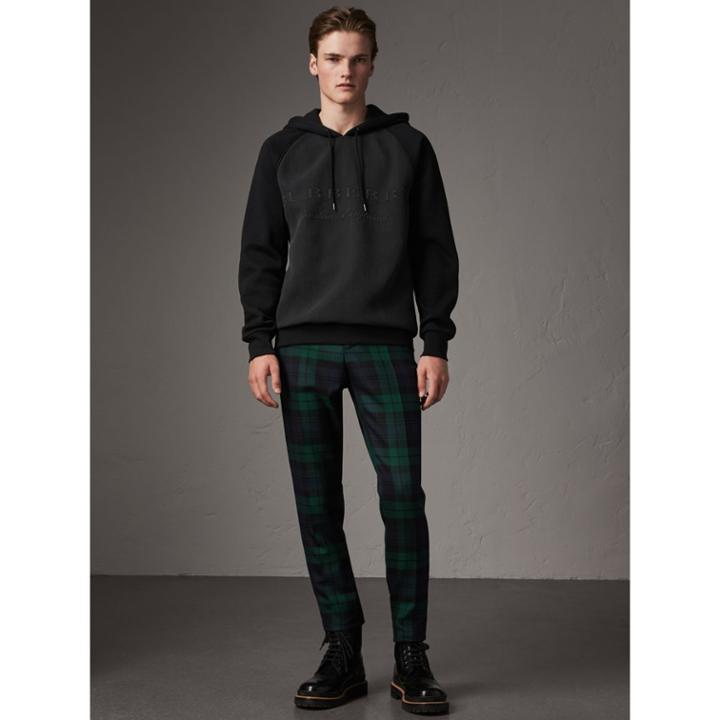 Burberry Burberry Silk-blend Panel Detail Jersey Hooded Top, Size: M, Black