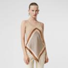 Burberry Burberry Monogram Print Scarf Detail Wool Vest, Beige