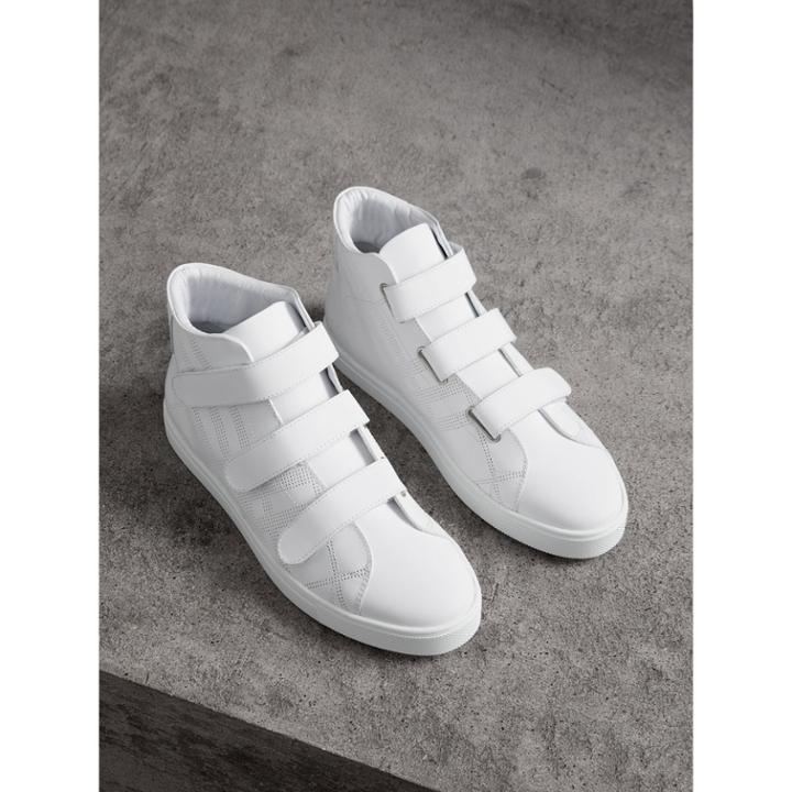 Burberry Burberry Perforated Check Leather High-top Trainers, Size: 42