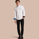 Burberry Burberry Check Detail Stretch Cotton Shirt, Size: M, White