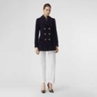 Burberry Burberry Doeskin Wool Tailored Pea Coat, Size: 10, Blue