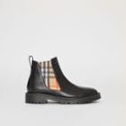 Burberry Burberry Vintage Check Detail Leather Chelsea Boots, Size: 37, Black
