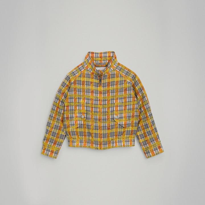 Burberry Burberry Scribble Check Cotton Silk Harrington Jacket, Size: 4y, Yellow