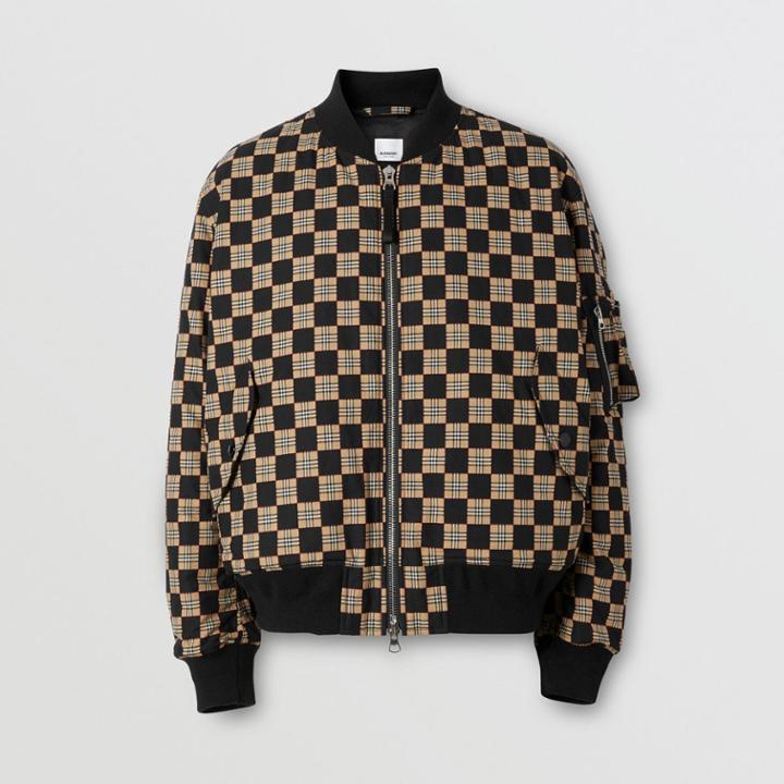 Burberry Burberry Chequer Cotton Bomber Jacket, Size: L