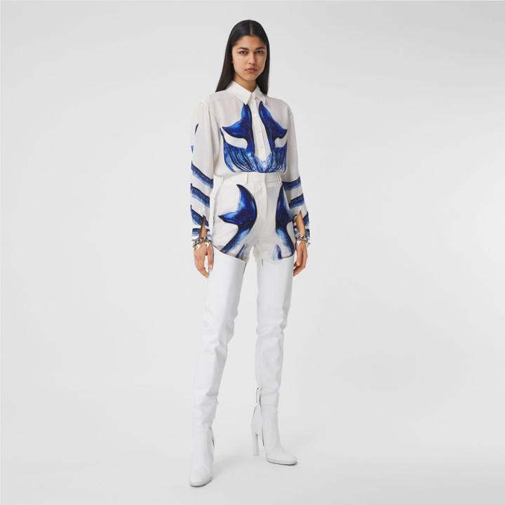Burberry Burberry Mermaid Tail Print Silk Blouse, Size: 02