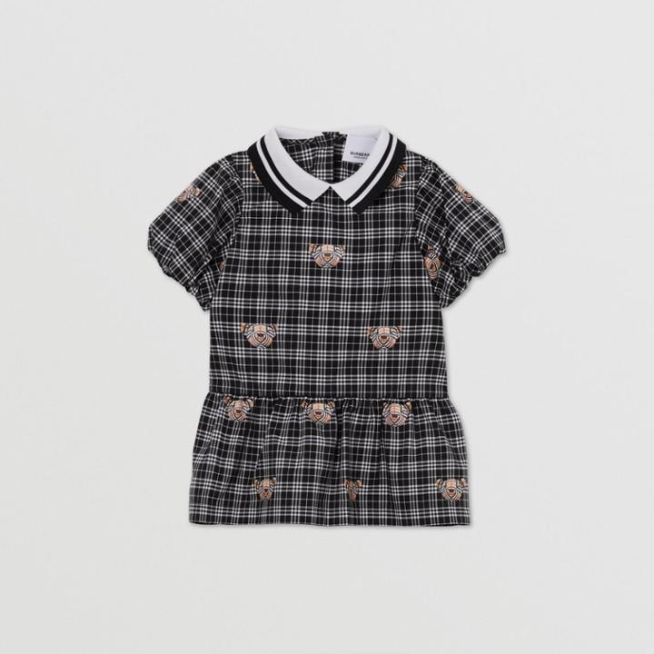 Burberry Burberry Childrens Puff-sleeve Thomas Bear Print Check Cotton Dress, Size: 2y