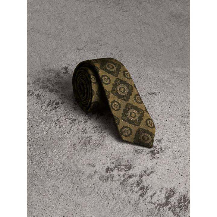 Burberry Burberry Slim Cut Tiled Floral Silk Jacquard Tie, Green