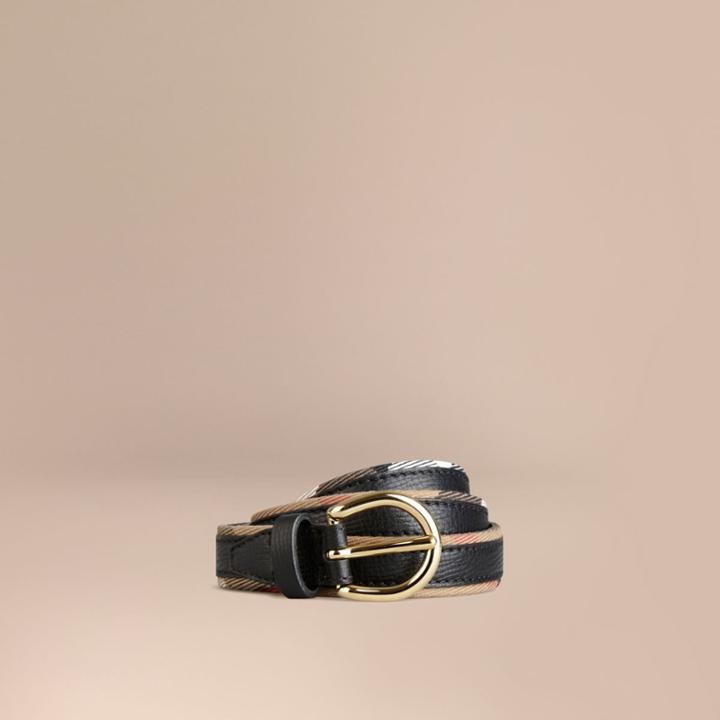 Burberry Burberry House Check And Bridle Leather Belt, Size: 65, Black