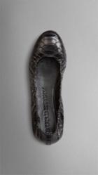 Burberry Burberry Textured Python Ballerinas, Size: 39, Black