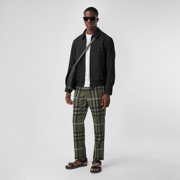 Burberry Burberry Check Wool Jacquard Harrington Jacket, Size: 38, Black