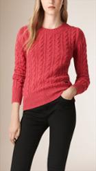 Burberry Burberry Cable Knit Wool Cashmere Sweater, Pink