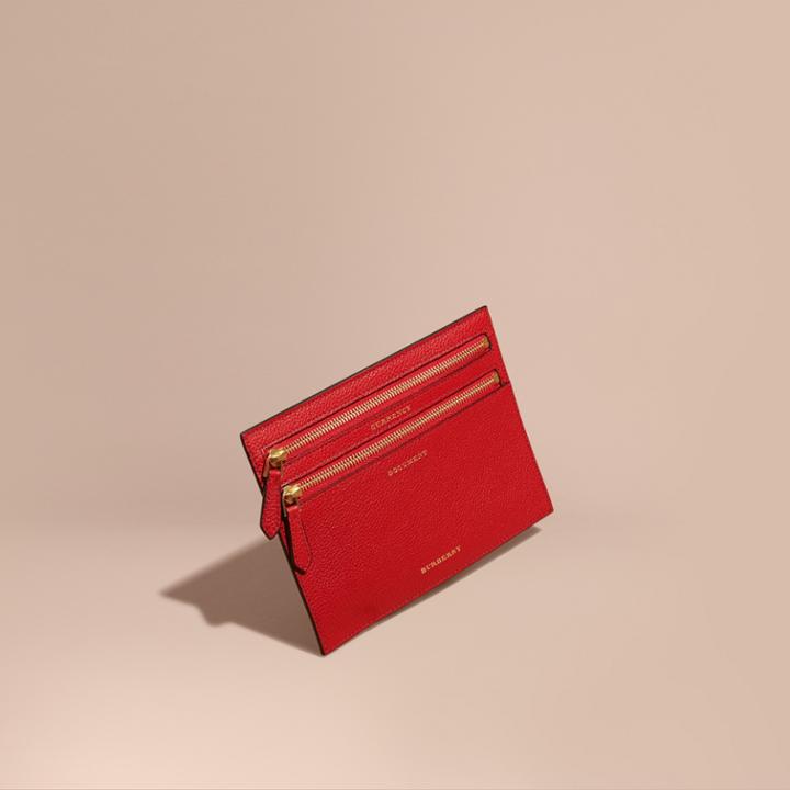 Burberry Burberry Grainy Leather Currency Wallet, Red