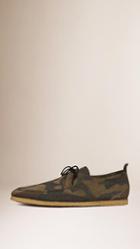 Burberry Crepe Sole Camouflage Suede Shoes