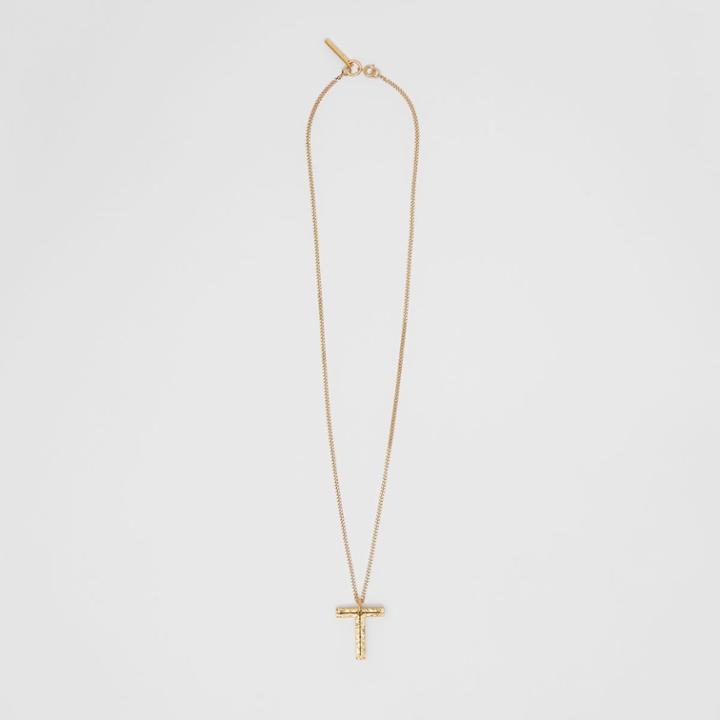 Burberry Burberry 't' Alphabet Charm Gold-plated Necklace, Yellow