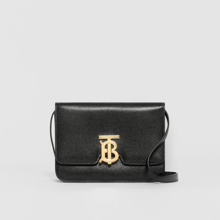 Burberry Burberry Small Grainy Leather Tb Bag, Black