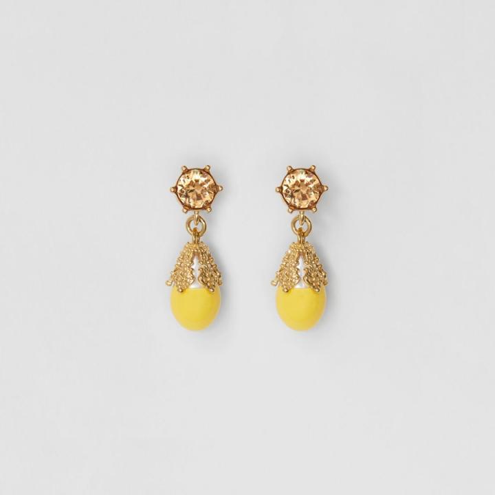Burberry Burberry Gold-plated Faux Pearl Charm Earrings, Yellow