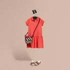 Burberry Burberry Check Placket Cotton Blend T-shirt Dress, Size: 10y, Red