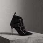 Burberry Burberry Buckle Detail Suede Ankle Boots, Size: 37.5, Black