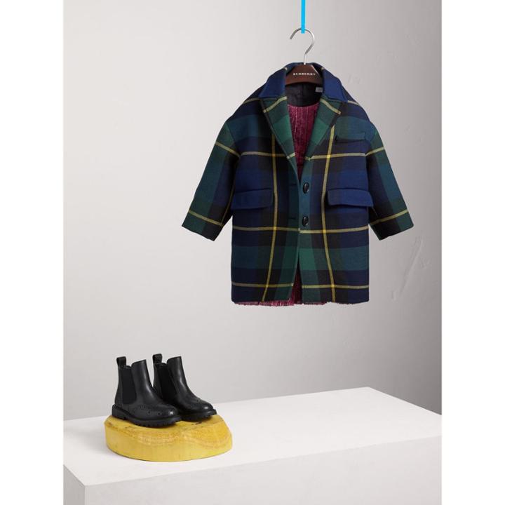Burberry Burberry Tartan Wool Coat, Size: 8y