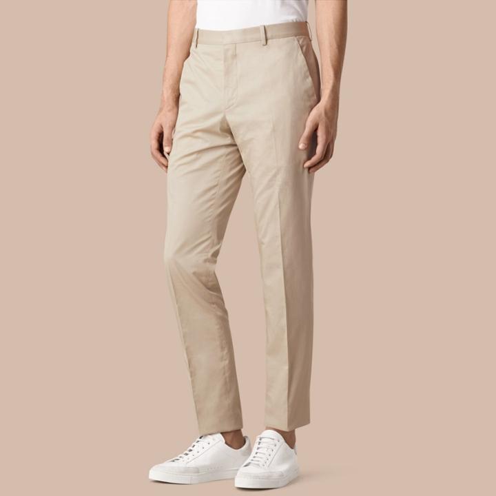 Burberry Burberry Modern Fit Cotton Trousers, Size: 48, Beige