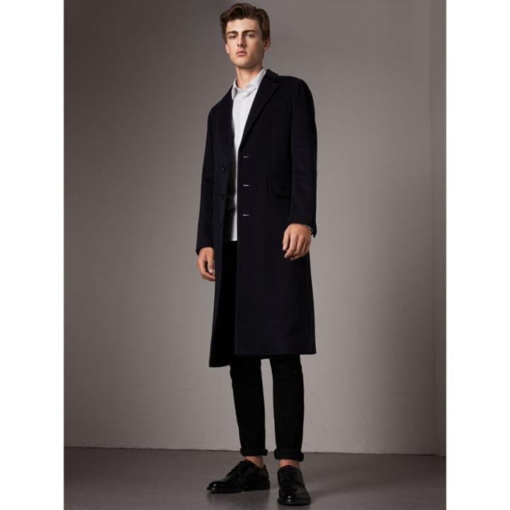Burberry Burberry Velvet Collar Wool Cashmere Coat, Size: 54, Blue