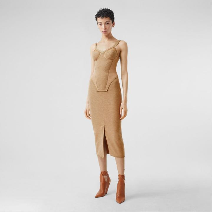 Burberry Burberry Technical Cashmere And Stretch Nylon Corset Dress, Size: 04