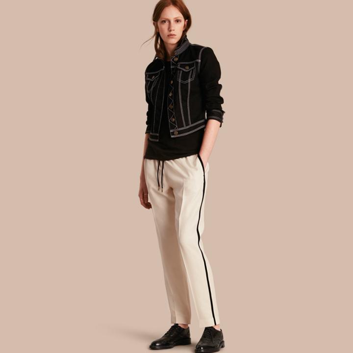 Burberry Burberry Tailored Silk Track Pants, Size: 04, White