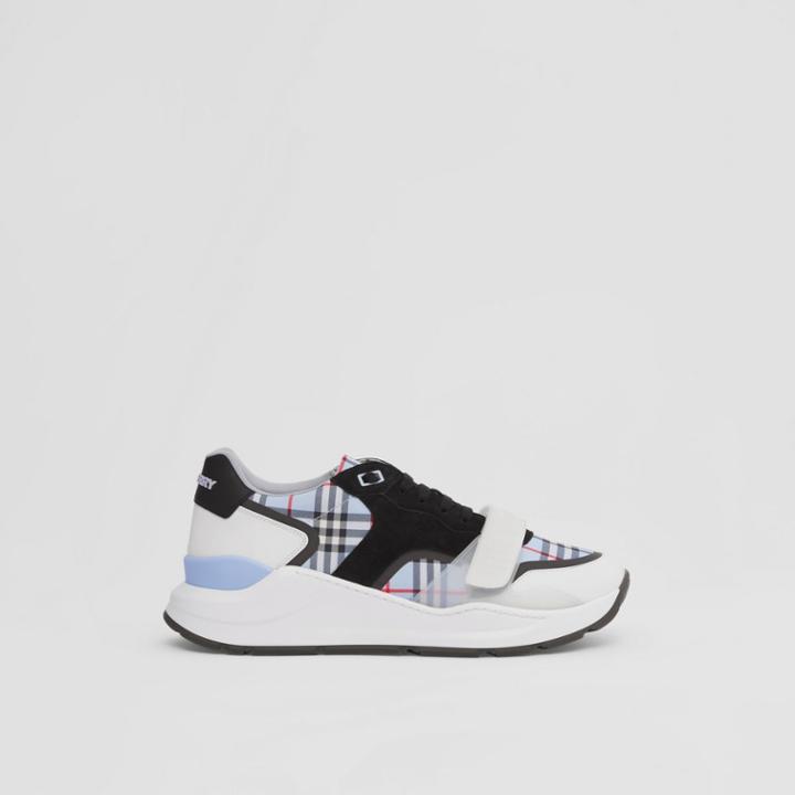 Burberry Burberry Check Nylon, Leather And Suede Sneakers, Size: 39